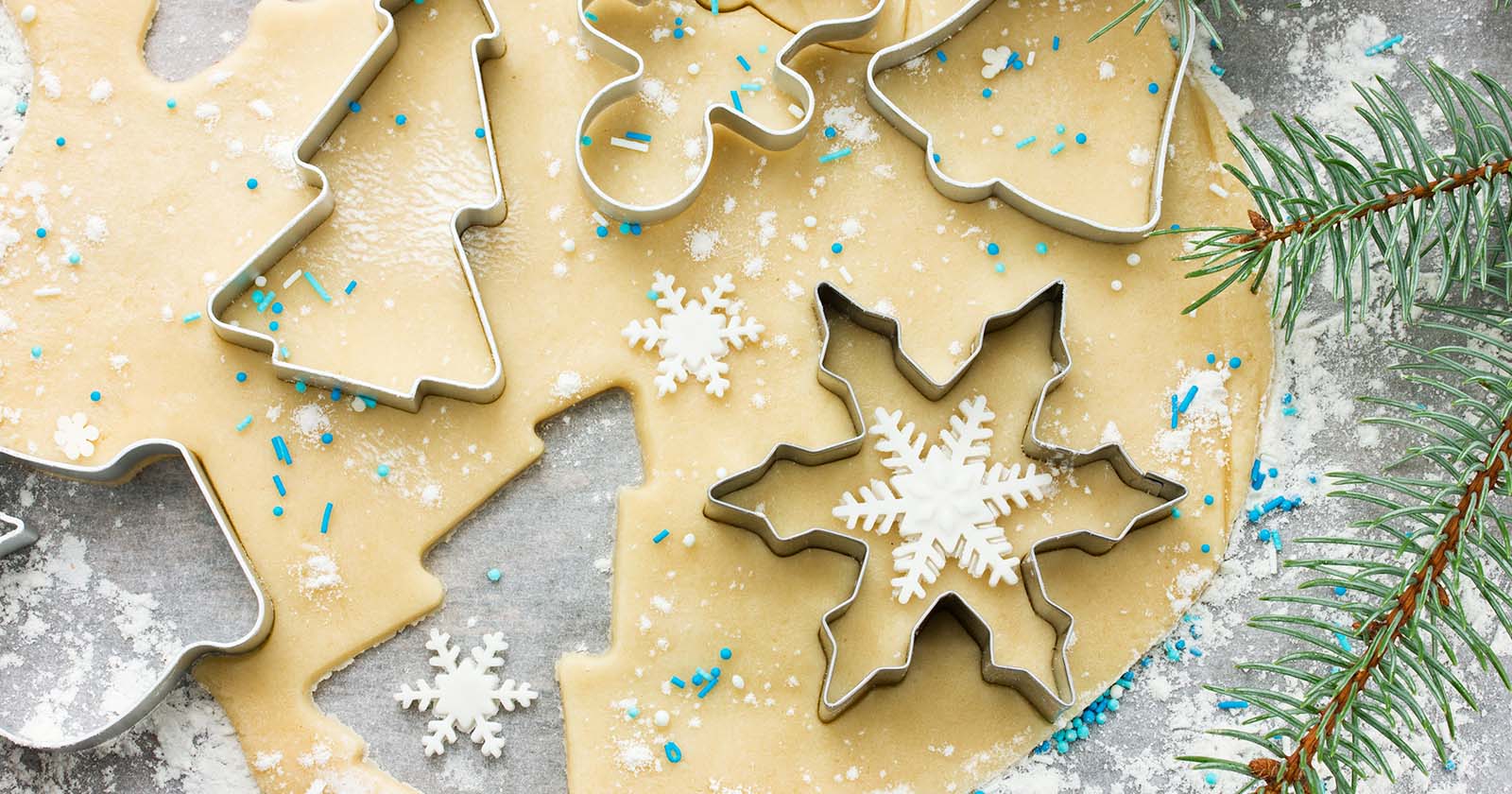 Christmas cookies shaped as stars, trees, bell and gingerbread man