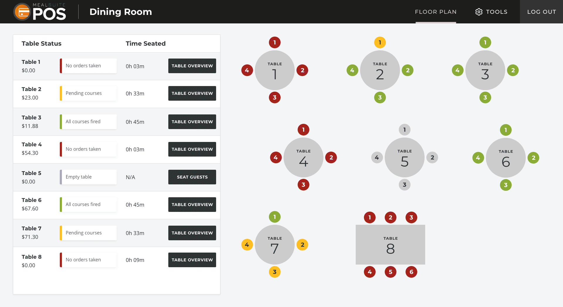 MealSuite Point of Sale software showing choosing a resident and adding food items to their order